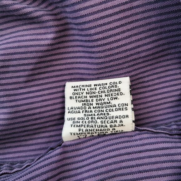 Joseph Abboud Dress Shirt Mens L  Purple Stripe Long Sleeve Button Down Casual - Picture 4 of 9